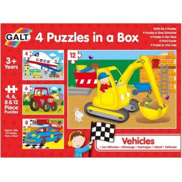 Set 4 puzzle-uri Vehicule (4, 6, 8, 12 piese)